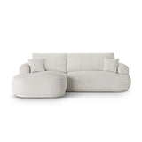 Ella 4-seater corner sofa left with sleeping function and bed box, upholstered in velvet, textured fabric or boucle, 271x174 cm