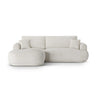 Ella 4-seater corner sofa left with sleeping function and bed box, upholstered in velvet, textured fabric or boucle, 271x174 cm
