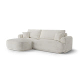 Ella 4-seater corner sofa left with sleeping function and bed box, upholstered in velvet, textured fabric or boucle, 271x174 cm