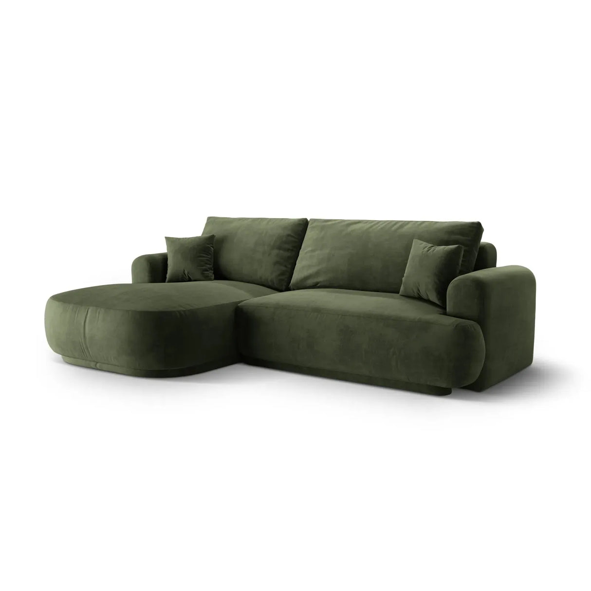 Ella 4-seater corner sofa left with sleeping function and bed box, upholstered in velvet, textured fabric or boucle, 271x174 cm