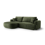 Ella 4-seater corner sofa left with sleeping function and bed box, upholstered in velvet, textured fabric or boucle, 271x174 cm
