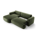 Ella 4-seater corner sofa left with sleeping function and bed box, upholstered in velvet, textured fabric or boucle, 271x174 cm