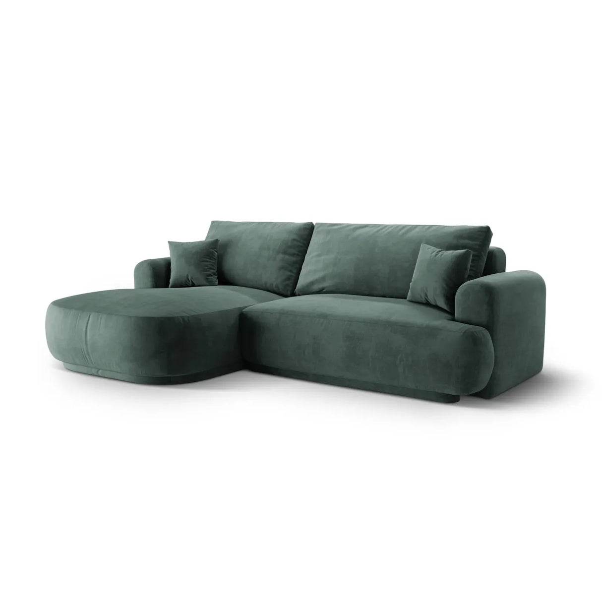 Ella 4-seater corner sofa left with sleeping function and bed box, upholstered in velvet, textured fabric or boucle, 271x174 cm