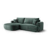 Ella 4-seater corner sofa left with sleeping function and bed box, upholstered in velvet, textured fabric or boucle, 271x174 cm