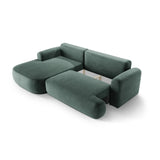 Ella 4-seater corner sofa left with sleeping function and bed box, upholstered in velvet, textured fabric or boucle, 271x174 cm