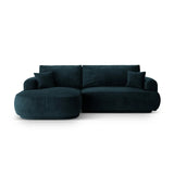 Ella 4-seater corner sofa left with sleeping function and bed box, upholstered in velvet, textured fabric or boucle, 271x174 cm