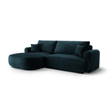 Ella 4-seater corner sofa left with sleeping function and bed box, upholstered in velvet, textured fabric or boucle, 271x174 cm