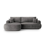 Ella 4-seater corner sofa left with sleeping function and bed box, upholstered in velvet, textured fabric or boucle, 271x174 cm