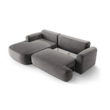 Ella 4-seater corner sofa left with sleeping function and bed box, upholstered in velvet, textured fabric or boucle, 271x174 cm