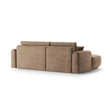 Ella 4-seater corner sofa left with sleeping function and bed box, upholstered in velvet, textured fabric or boucle, 271x174 cm