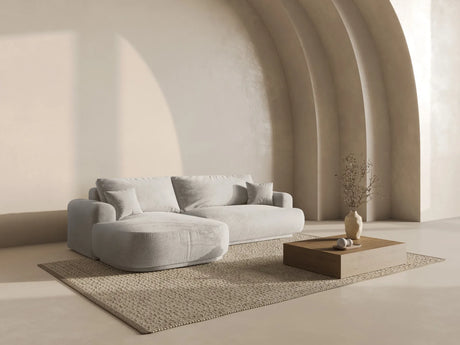 Ella 4-Sitzer Ecksofa Links mit Schlaffunktion und Bettkasten mit Bezug aus Strukturierter Stoff (Sor03) in Beige, 271x174 cm – Bild 2