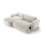 Ella 4-seater corner sofa left with sleeping function and bed box, upholstered in velvet, textured fabric or boucle, 271x174 cm