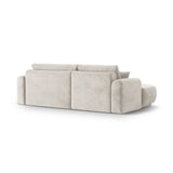 Ella 4-seater corner sofa left with sleeping function and bed box, upholstered in velvet, textured fabric or boucle, 271x174 cm