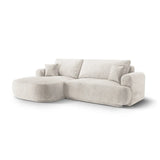 Ella 4-seater corner sofa left with sleeping function and bed box, upholstered in velvet, textured fabric or boucle, 271x174 cm