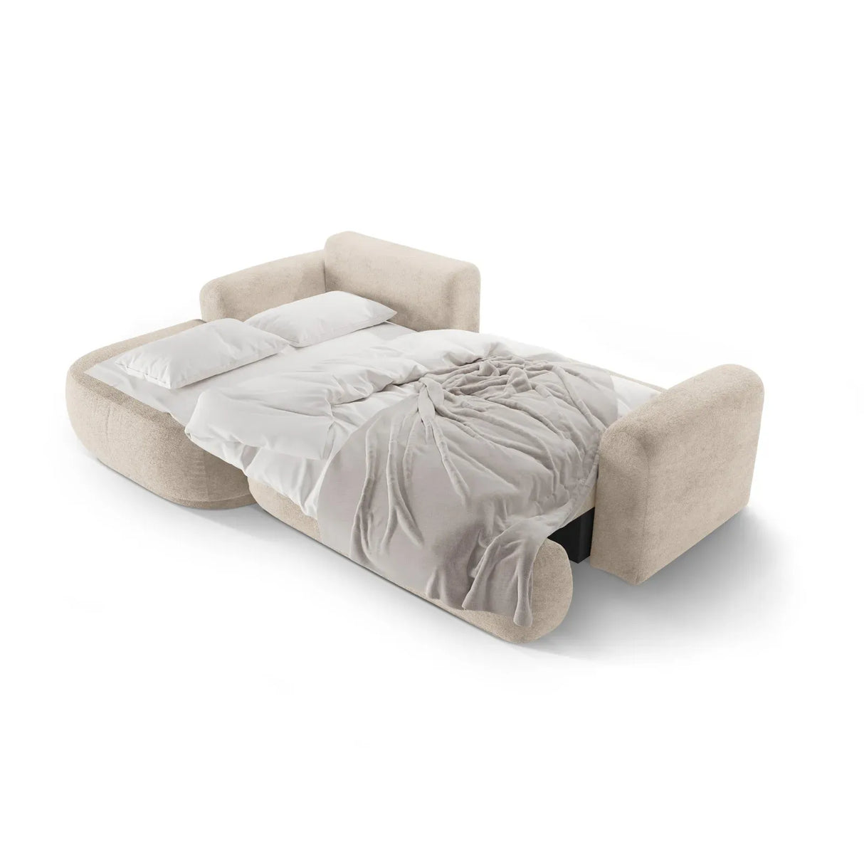 Ella 4-seater corner sofa left with sleeping function and bed box, upholstered in velvet, textured fabric or boucle, 271x174 cm