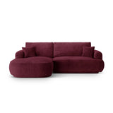 Ella 4-seater corner sofa left with sleeping function and bed box, upholstered in velvet, textured fabric or boucle, 271x174 cm