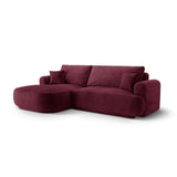 Ella 4-seater corner sofa left with sleeping function and bed box, upholstered in velvet, textured fabric or boucle, 271x174 cm