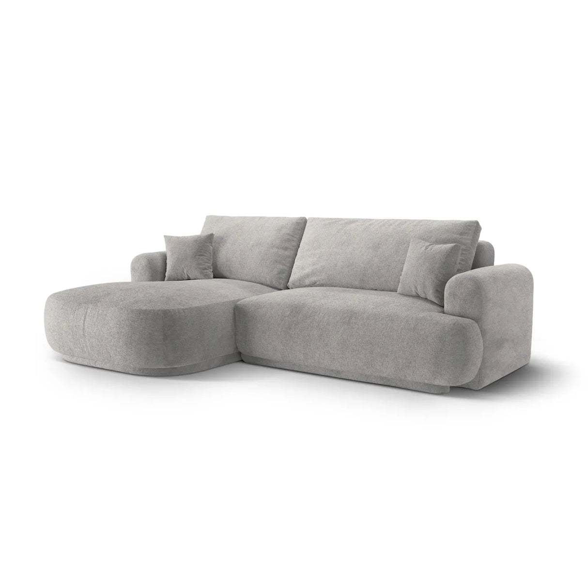Ella 4-seater corner sofa left with sleeping function and bed box, upholstered in velvet, textured fabric or boucle, 271x174 cm