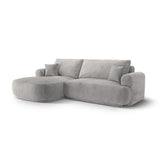 Ella 4-seater corner sofa left with sleeping function and bed box, upholstered in velvet, textured fabric or boucle, 271x174 cm