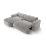 Ella 4-seater corner sofa left with sleeping function and bed box, upholstered in velvet, textured fabric or boucle, 271x174 cm