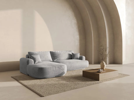 Ella 4-Sitzer Ecksofa Links mit Schlaffunktion und Bettkasten mit Bezug aus Strukturierter Stoff (Sor84) in Dunkelbeige, 271x174 cm – Bild 8