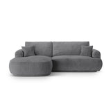 Ella 4-seater corner sofa left with sleeping function and bed box, upholstered in velvet, textured fabric or boucle, 271x174 cm