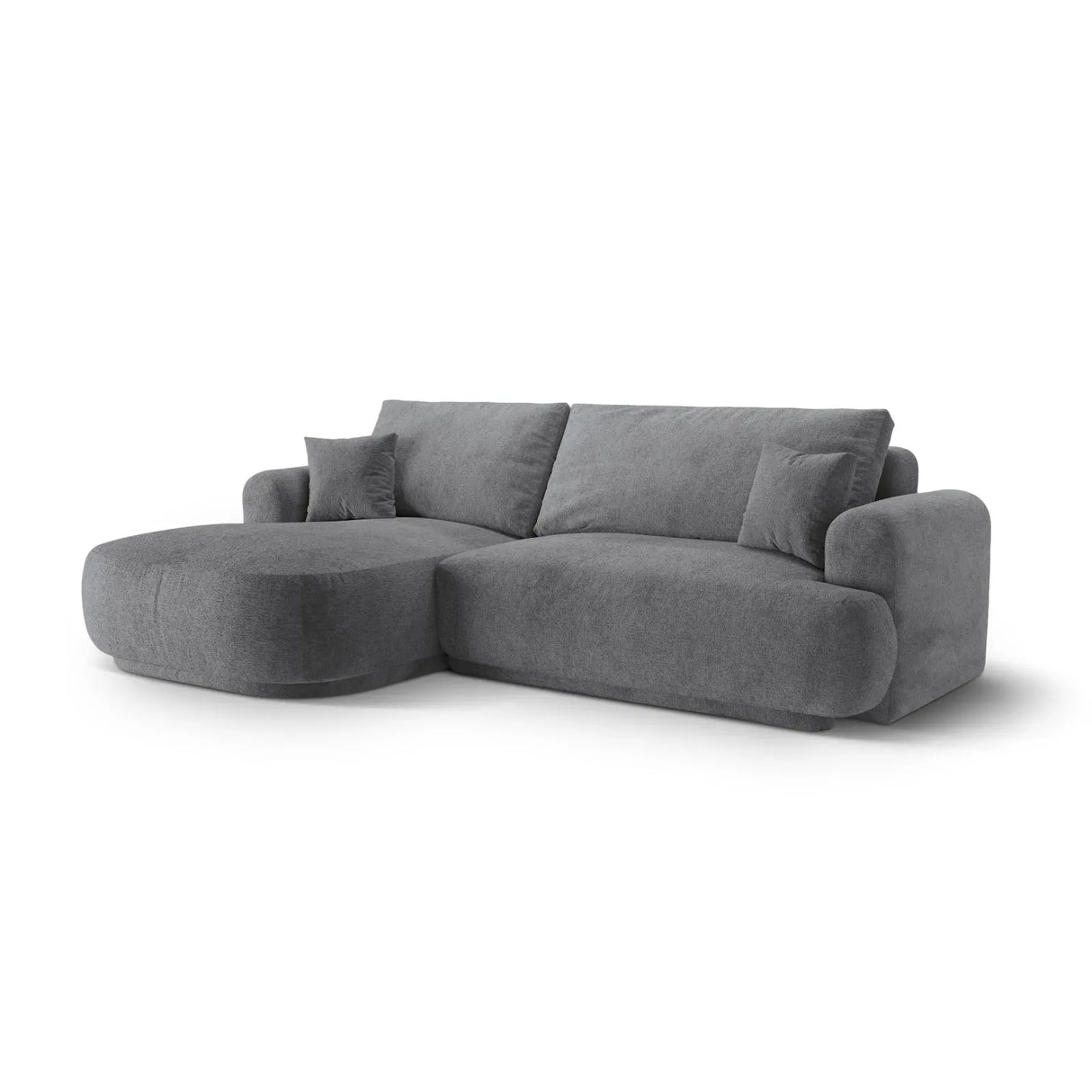 Ella 4-seater corner sofa left with sleeping function and bed box, upholstered in velvet, textured fabric or boucle, 271x174 cm