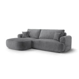 Ella 4-seater corner sofa left with sleeping function and bed box, upholstered in velvet, textured fabric or boucle, 271x174 cm