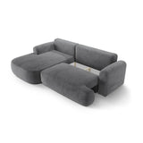 Ella 4-seater corner sofa left with sleeping function and bed box, upholstered in velvet, textured fabric or boucle, 271x174 cm