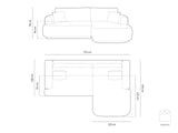 Ella 4-Sitzer Ecksofa Rechts mit Schlaffunktion und Bettkasten Bezug aus Samt, Strukturstoff oder Boucle, 271x174 cm – Bild 7
