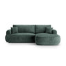 Canapé d'angle droit Ella 4 places avec fonction couchage et coffre de rangement. Revêtement en velours, tissu structuré ou bouclé, 271 x 174 cm.