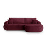 Canapé d'angle droit Ella 4 places avec fonction couchage et coffre de rangement. Revêtement en velours, tissu structuré ou bouclé, 271 x 174 cm.