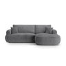 Canapé d'angle droit Ella 4 places avec fonction couchage et coffre de rangement. Revêtement en velours, tissu structuré ou bouclé, 271 x 174 cm.