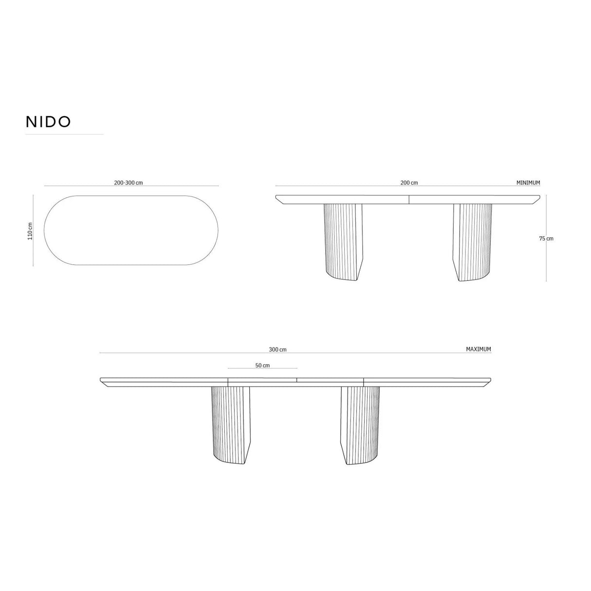 Extendable Table, "Nido", 12 Seats, Black Oak Veneer and Black Oak, 200/300x110x75

Made in Europe – Bild 2