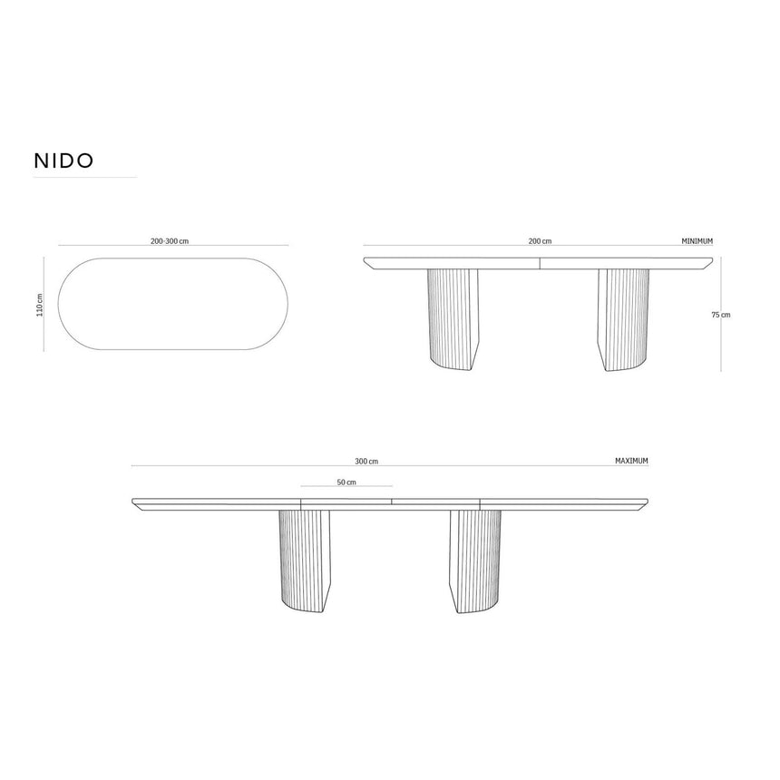 Extendable Table, "Nido", 12 Seats, Black Oak Veneer and Black Oak, 200/300x110x75

Made in Europe – Bild 2