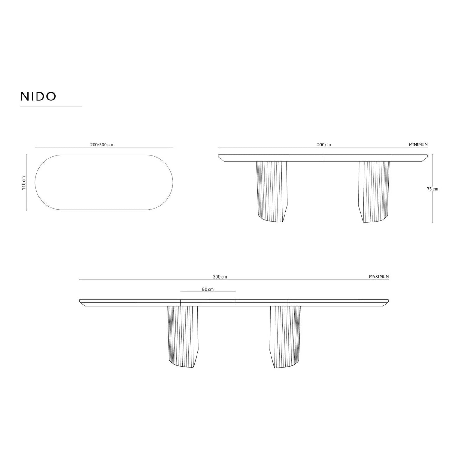 Extendable Table, "Nido", 12 Seats, Dark Oak Veneer and Dark Brown Oak, 200/300x110x75

Made in Europe – Bild 2