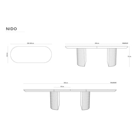 Extendable Table, "Nido", 12 Seats, Dark Oak Veneer and Dark Brown Oak, 200/300x110x75

Made in Europe – Bild 2