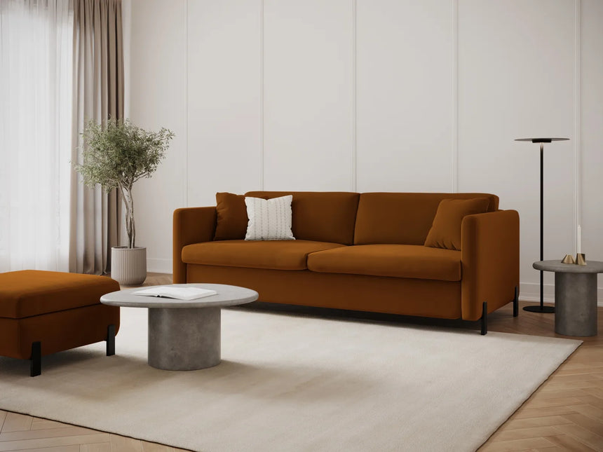 Gloria 2-Sitzer Sofa, ausklappbar, mit Schlaffunktion, mit Bezug aus Samt (Sal15) in Braun, 182x102 cm – Bild 2