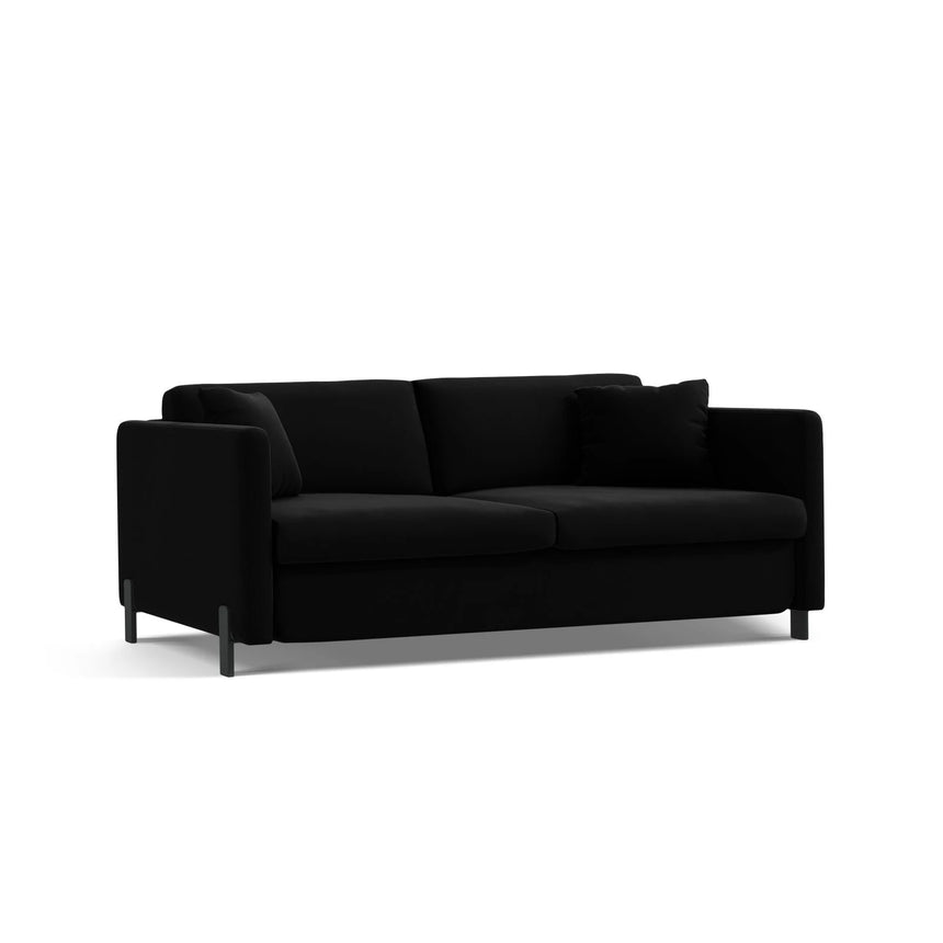 Gloria 2-Sitzer Sofa, ausklappbar, mit Schlaffunktion, mit Bezug aus Samt (Sal19) in Schwarz, 182x102 cm – Bild 4
