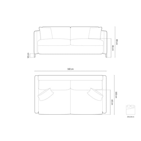 Gloria 2-Sitzer Sofa, ausklappbar, mit Schlaffunktion, mit Bezug aus Samt (Sal8) in Grün, 182x102 cm – Bild 3