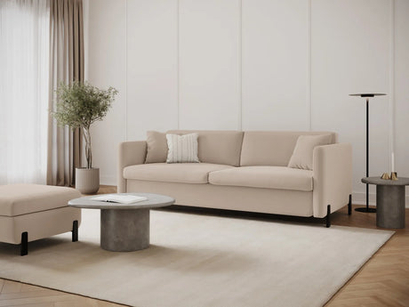 Gloria 3-Sitzer Sofa, ausklappbar, mit Schlaffunktion, mit Bezug aus Samt (Sal1) in Beige, 202x102 cm – Bild 2