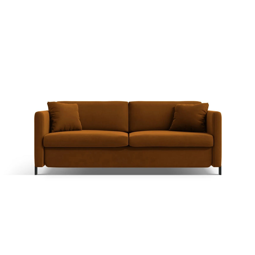 Gloria 3-Sitzer Sofa, ausklappbar, mit Schlaffunktion, mit Bezug aus Samt (Sal15) in Braun, 202x102 cm – Bild 1