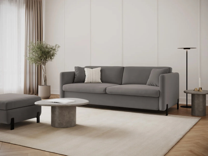 Gloria 3-Sitzer Sofa, ausklappbar, mit Schlaffunktion, mit Bezug aus Samt (Sal17) in Grau, 202x102 cm – Bild 2
