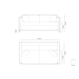 Gloria 3-Sitzer Sofa, ausklappbar, mit Schlaffunktion, mit Bezug aus Samt (Sal17) in Grau, 202x102 cm – Bild 3