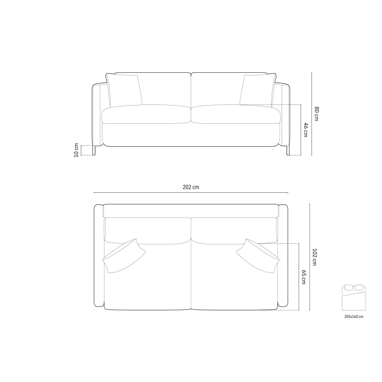 Gloria 3-Sitzer Sofa, ausklappbar, mit Schlaffunktion, mit Bezug aus Samt (Sal5) in Königsblau, 202x102 cm – Bild 3