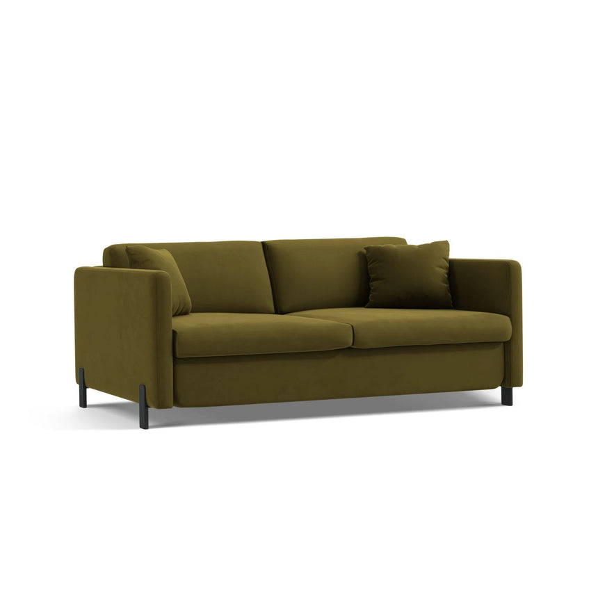 Gloria 3-Sitzer Sofa, ausklappbar, mit Schlaffunktion, mit Bezug aus Samt (Sal8) in Grün, 202x102 cm – Bild 4