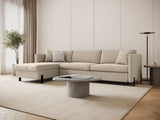 Gloria 4-Sitzer Ecksofa Links, ausklappbar, mit Schlaffunktion, mit Bezug aus Samt oder Strukturstoff, 260x170 cm – Bild 2