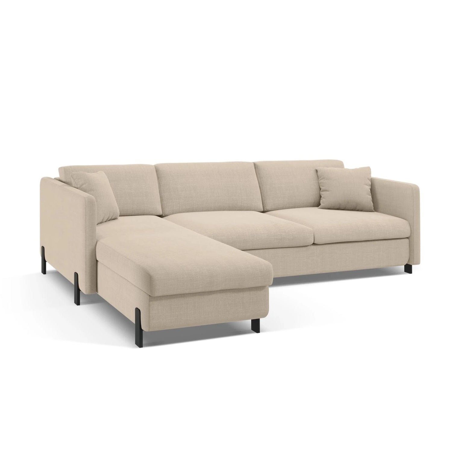 Gloria 4-Sitzer Ecksofa Links, ausklappbar, mit Schlaffunktion, mit Bezug aus Samt oder Strukturstoff, 260x170 cm – Bild 4