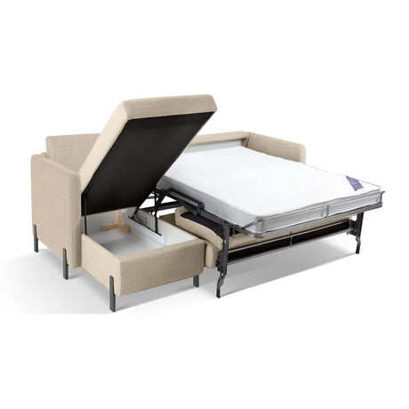 Gloria 4-Sitzer Ecksofa Links, ausklappbar, mit Schlaffunktion, mit Bezug aus Samt oder Strukturstoff, 260x170 cm – Bild 7