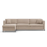 Gloria 4-Sitzer Ecksofa Links, ausklappbar, mit Schlaffunktion, mit Bezug aus Samt (Sal1) in Beige, 260x170 cm – Bild 1